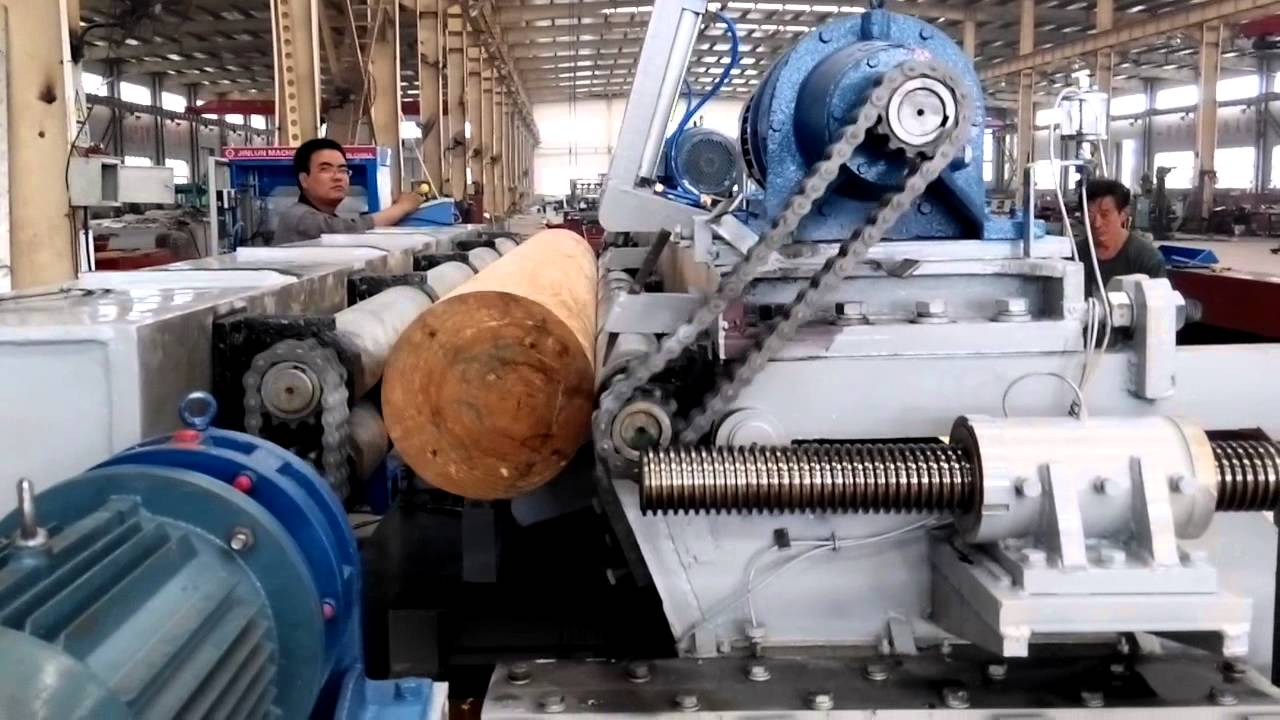 10 ft,3200mm wood veneer peeling machine - YouTube