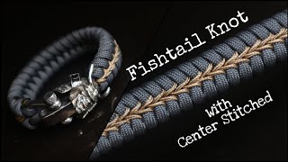 HOW TO MAKE FISHTAIL KNOT WITH CENTER STITCHED PARACORD BRACELET, SAMURAI BEAD AND SHACKLE.