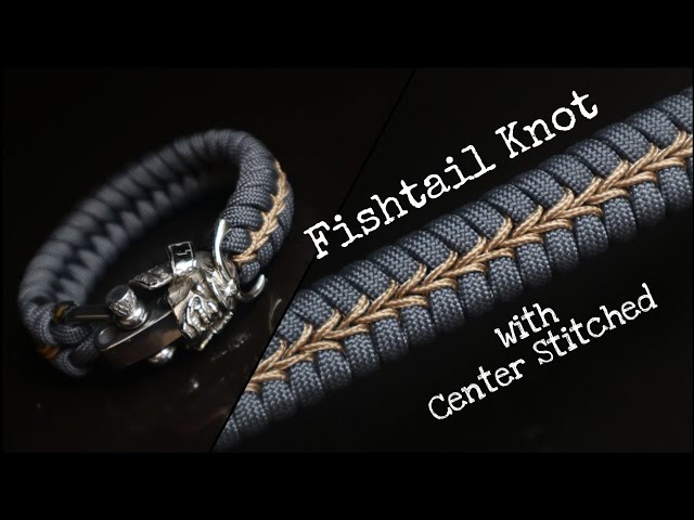 HOW TO MAKE FISHTAIL KNOT WITH CENTER STITCHED PARACORD BRACELET, SAMURAI  BEAD AND SHACKLE. 