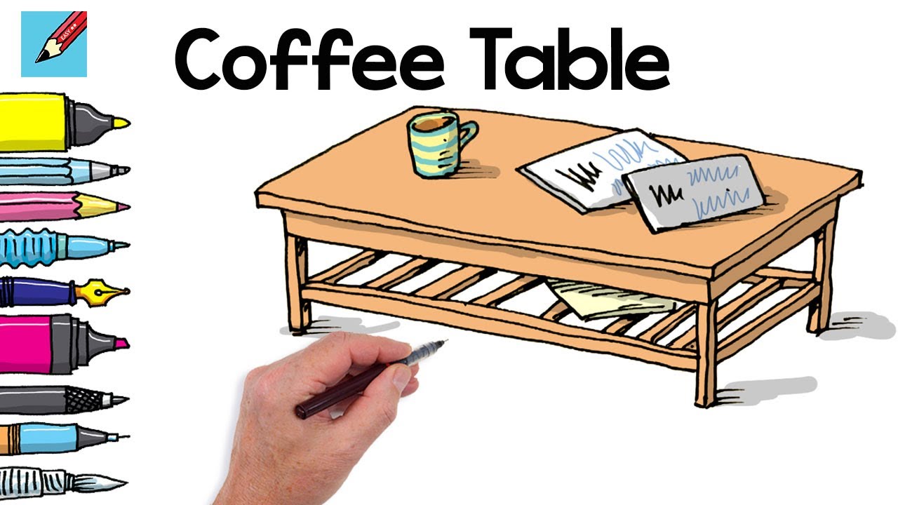 How To Draw A Coffee Table Real Easy Step By Step 5 Youtube