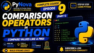 Python Lecture 9 (Part 1) | Comparison Operators in Python | Python Complete Series