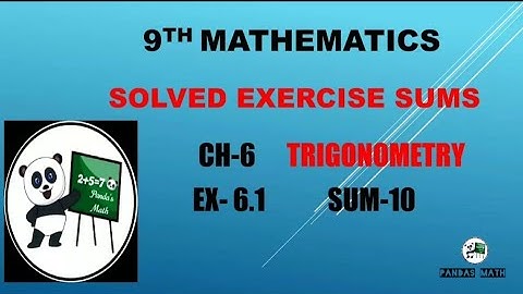Samacheer 9th Std Maths|| CH-6|| TRIGONOMETRY || EX:6.1|| SUM-10|| (T.N)2020|| In Tamil || NEW BOOK