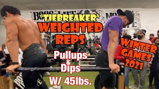 Weighted Calisthenics Competition | Pullups & Dips, 45lb. Plate | Eric Rivera