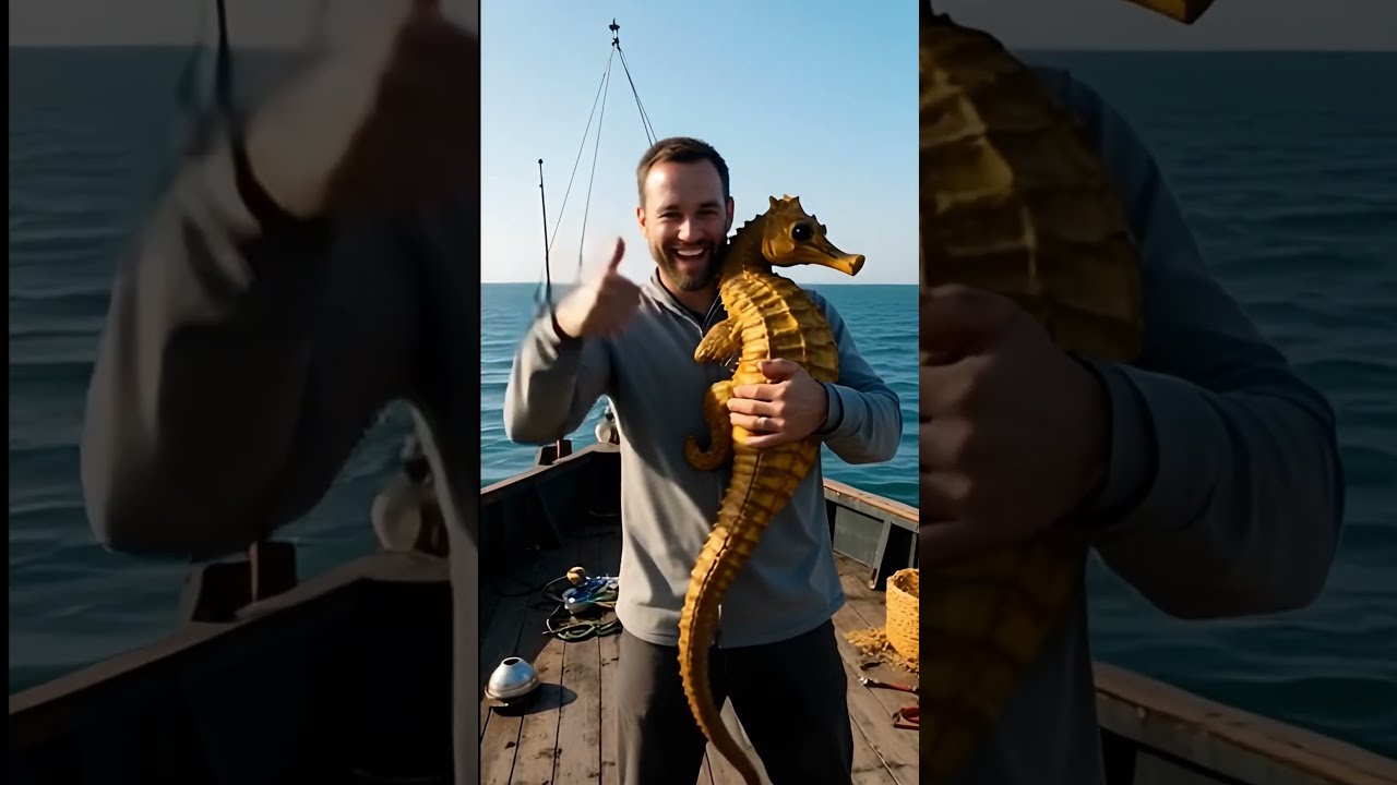 Giant Seahorse Caught By Fisherman Watch His Exciting Reaction GiantSeahorse FishermanJoy