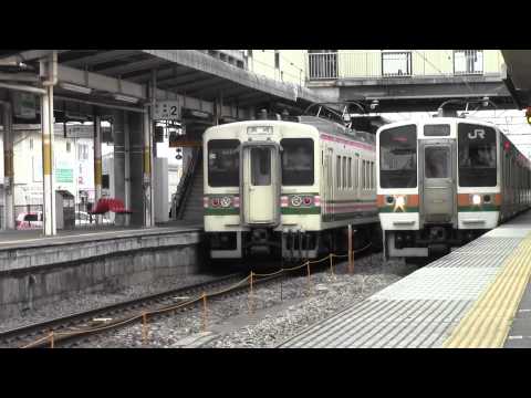 JR新前橋駅 211系 到着・発車 107系 到着