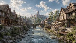 Medieval Riverside Village 🏰 Relaxing River Sounds for Sleep, Study & Relaxation