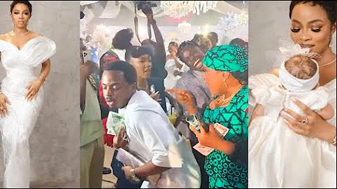 Tiwa Savage, Toyin Abraham, Mercy Aigbe & Mercy Eke Storm Toke Makinwa’s Baby Dedication