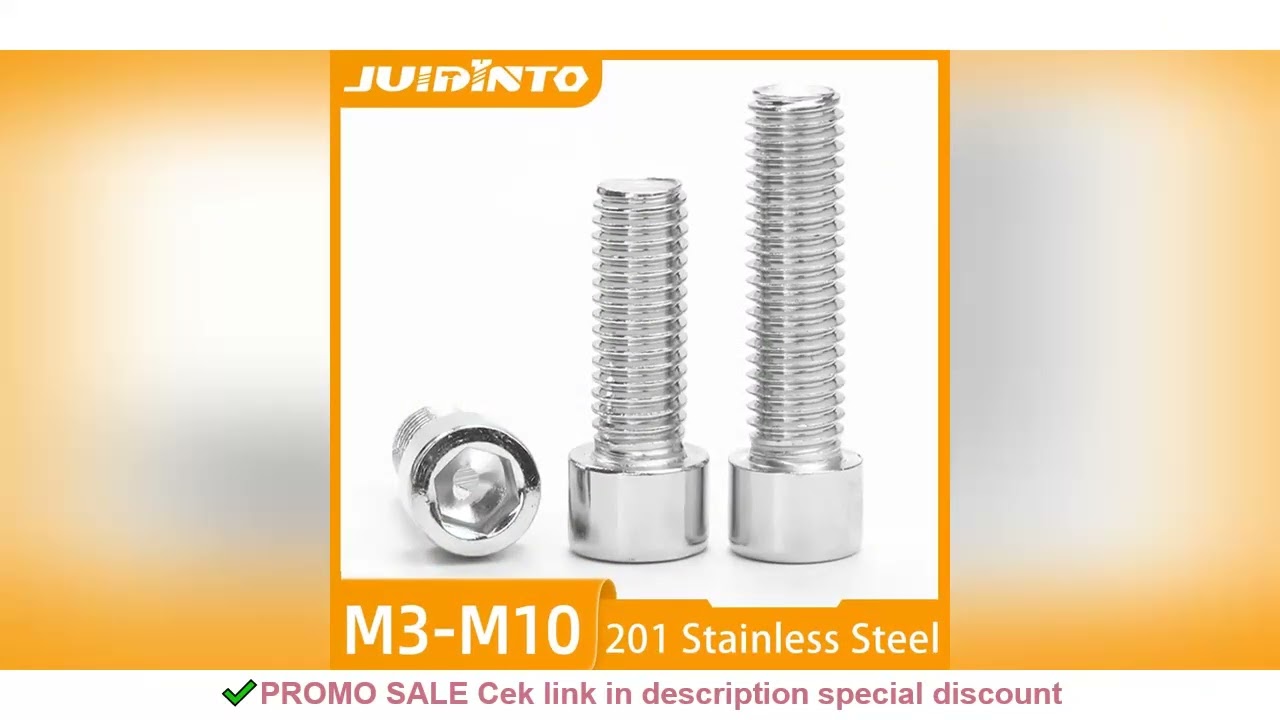 JUIDINTO 1~20pcs Hex Socket Head Cap Screw 201 Stainless Steel M3 M4 M5 M6 M8 M10 M12 Hexagon Allen