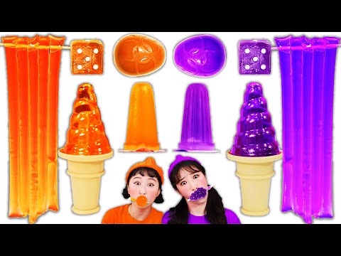 Orange Food VS Purple Food Challenge 주황색 보라색 챌린지 BONI 보니