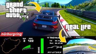 GTA 5 vs Real Life Porsche 991 GT2 RS Nurburgring Lap with Telemetry!
