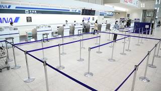 新型コロナの影響で利用客の減った大阪空港