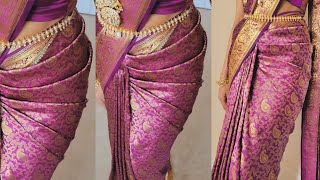 Silk saree Side(hip)pleats tricks and tips: Easy way to make perfect pleats step-by-step #sareedrape
