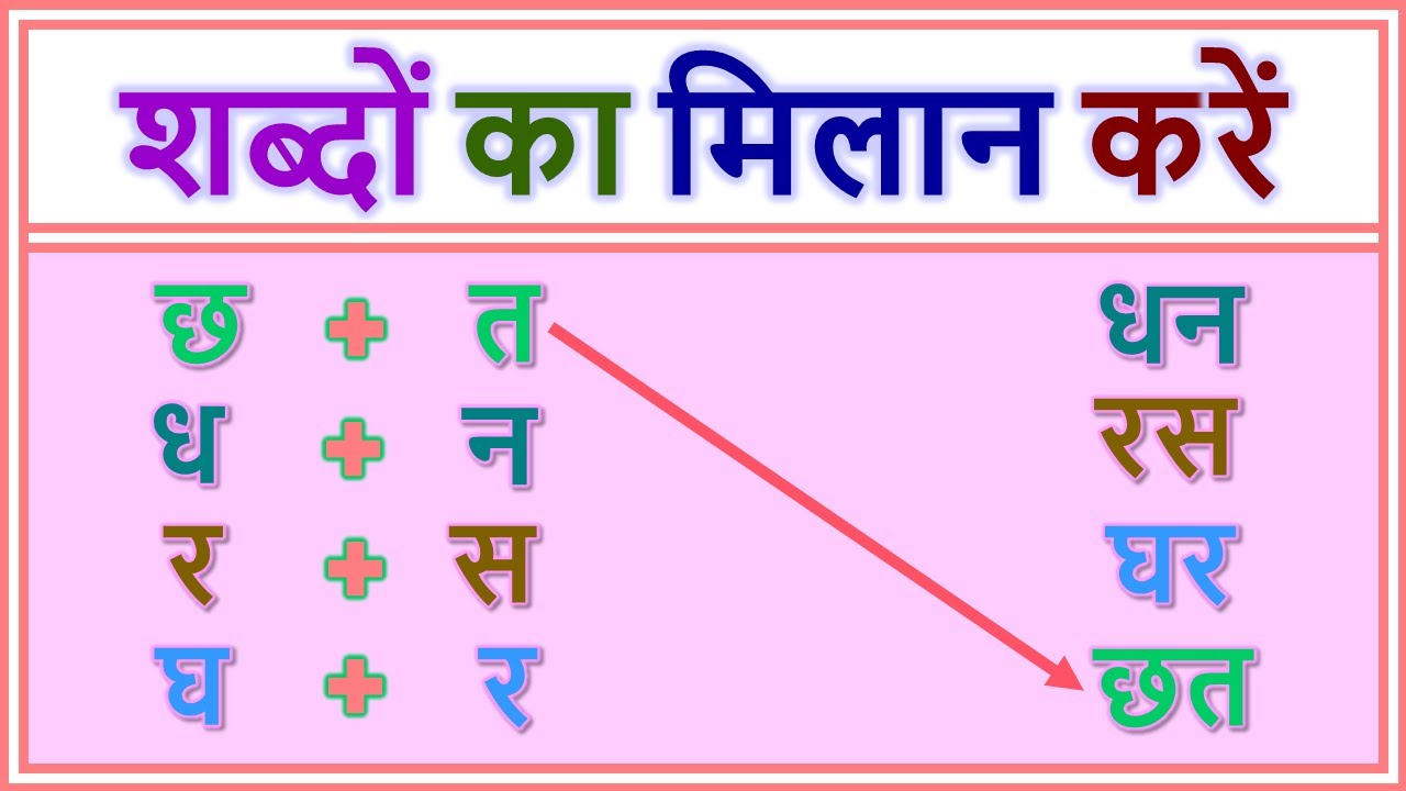 सही शब्दों का मिलान करें दो अक्षर वाले शब्द Match the correct