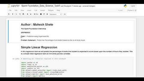 Prediction using Supervised Machine Learning | Data Science | Sparks Foundation Internship #task1