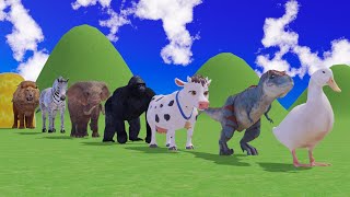 恐竜、ライオン、牛、カバ、ゴリラが登場するロングスライダーゲーム：面白い3D動物ゲーム screenshot 1