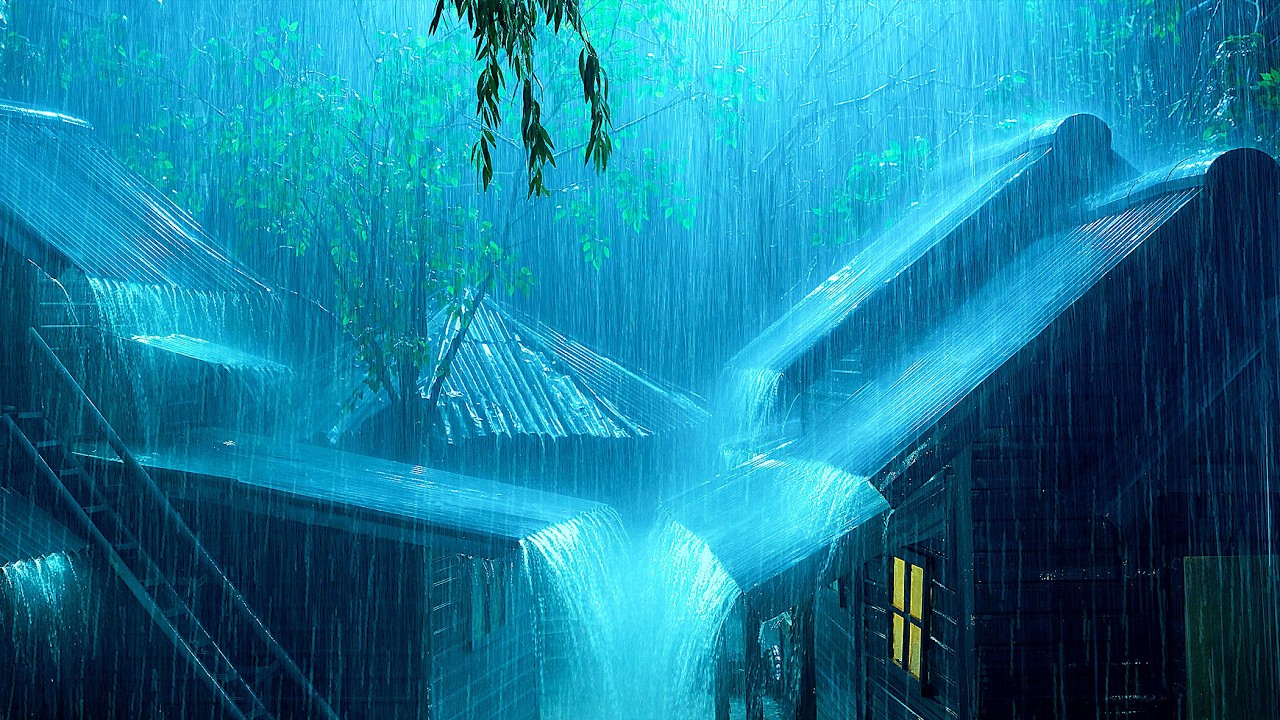 Ruído Branco Natural 🌙 Chuva Forte e Trovoada para Sono Restaurador