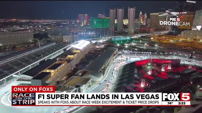 F1 Las Vegas Grand Prix: FOX5 drone gives a look at pit building, track  ahead of race