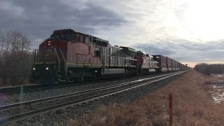 CN Train Spotting HD: Dash 8's! | CN 2147 & 2125 Highball's CN Q105 At Ardrossan AB 3/12 2/8/16