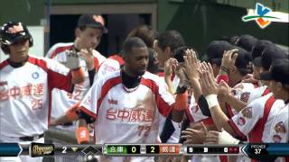 20140606-2 爆米花 合庫vs威達 2下 王志豪高飛犧牲打搶下威達第二分