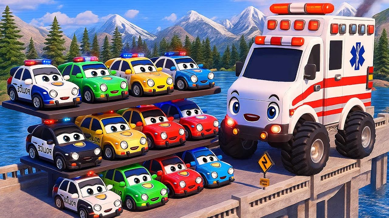 Massive Police Car Transport🚓🚨| Heavy Duty Ambulance on a Mission | Rescue Vehicles Animation