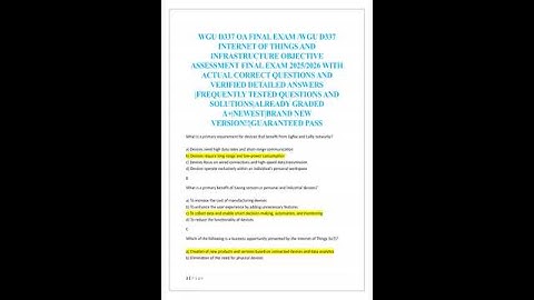 Wgu D337 Internet Of Things And Infrastructure Oa Final Exam TEST BANK 2025 2026