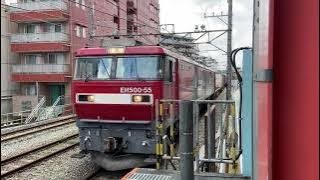 【通過】JR武蔵野線西国分寺駅・EH500-55・貨物列車通過（2023年8月） #japan