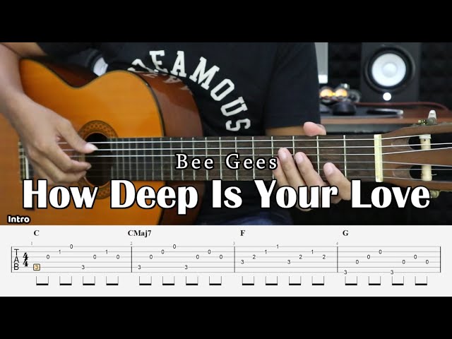 How Deep Is Your Love - Bee Gees - Fingerstyle Guitar Tutorial + TAB u0026 Lyrics class=