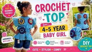 Latest Crochet Top Design for Kids | Beautiful Handmade Baby Girl Outfit | Granny square crochet top