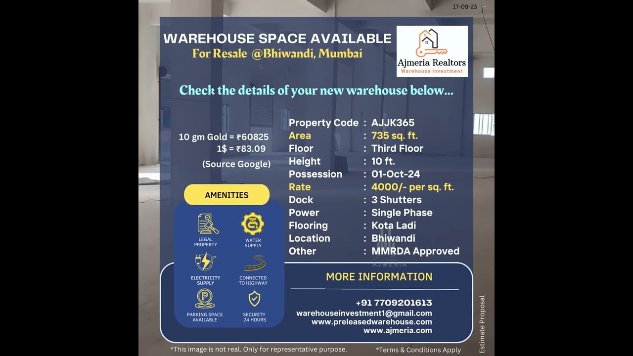 735SQ FT MMRDA APPROVED COMMERCIAL OFFICE SPACE AVAILABLE FOR SALE IN BHIWANDI, MUMBAI