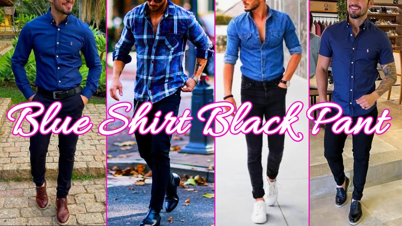 Blue Shirt White Pant with Black Shoes  Evilato Your Look