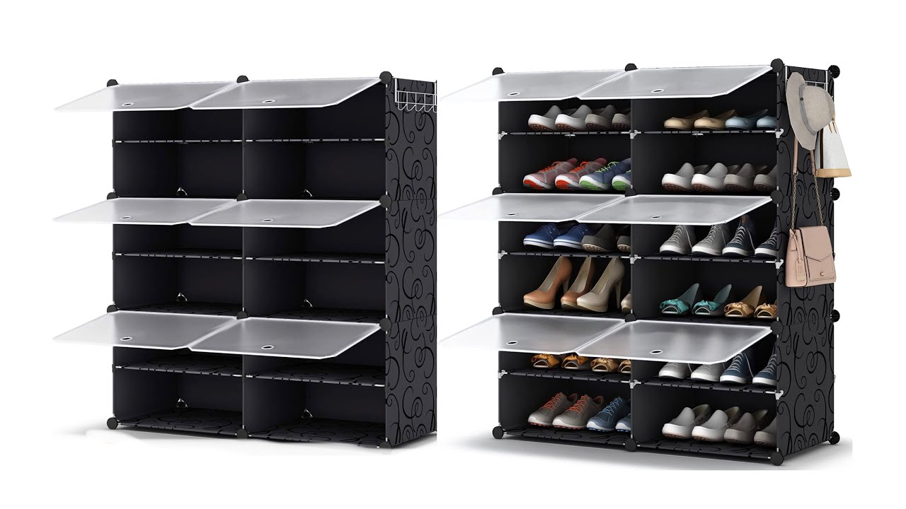 18-Pair Shoe Cabinet, 6-Tier Shoe Rack Organizer Cabinet with Door