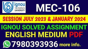 MEC 106 Solved Assignment 2023-24 English, MEC 106 Solved Assignment 23-24, MEC-106 Assignment