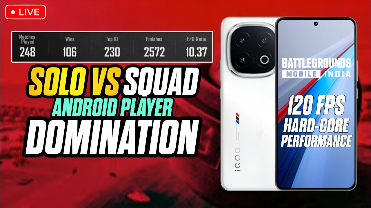 🔴IQOO 13 120 FPS SOLO VS SQUAD GAMEPLAY | IQOO 13 INDIA FASTEST PHONE ...