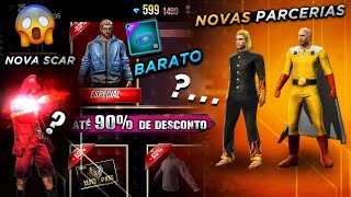 TUDO DAS NOVAS PARCERIAS, MEGA EVENTO DO ONE PUNCH-MAN, JAZZ BARATO AMANHÃ? E NOVA SCAR - FREE FIRE