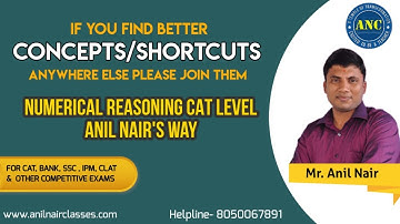 🛑LIVE || Numerical Reasoning Advance Level || CAT, BANK, SSC || ANIL NAIR