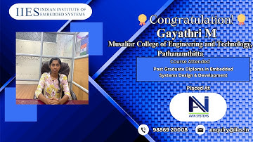 IIES Review- Gayathri M Placed at Avin Systems | Top Embedded Training Institute in Bangalore