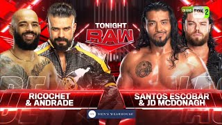 Andrade \& Ricochet vs. JD McDonagh \& Santos Escobar | WWE RAW 2024\/4\/22 Gameplay