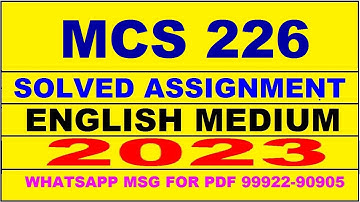 mcs 226 solved assignment 2023 | mcs 226 solved assignment in english 2022-2023 | mcs 226 2023