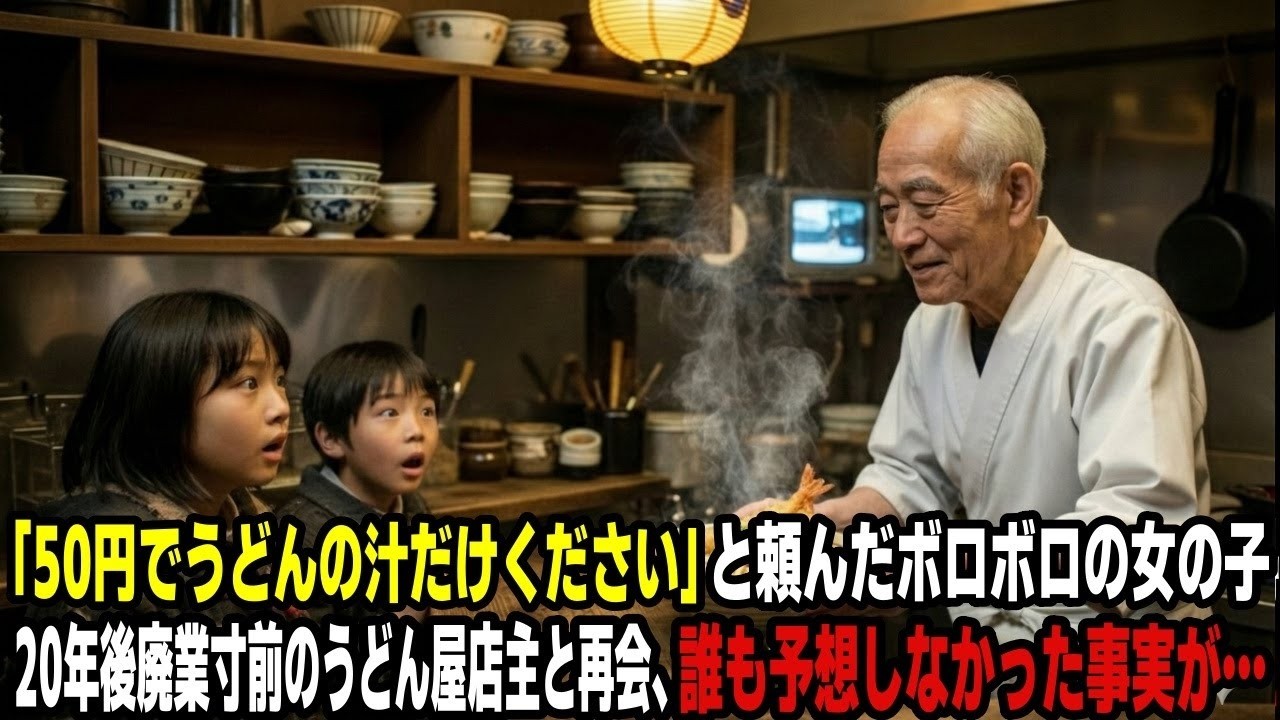 「50円でうどんの汁だけもらえませんか」と頼んだボロボロの女の子 20年後廃業寸前のうどん屋店主と再会、誰も予想しなかった事実が…