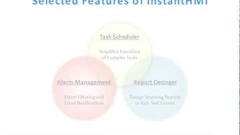 InstantHMI Selected Features (Task Scheduler, Alarm Management, Report Designer, etc.)