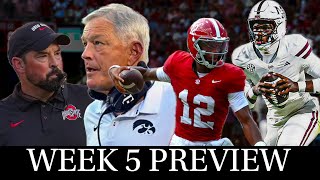Previews for Ohio State-Iowa, Alabama-Mississippi State, Rest of Week 5 Slate
