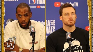 Khris Middleton \& Pat Connaughton Postgame Interview - Game 5 - Bucks vs Suns | 2021 NBA Finals