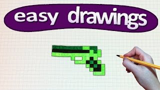 Easy drawings #249  How to draw a pixel gun minecraft