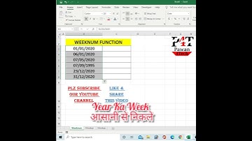 How To Use Weeknum function In Excel 🔥🔥,Shandar Video #short #shorts #weeknum,Date Se Week Nikale 🔥