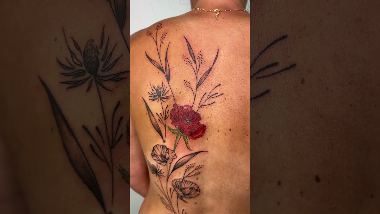 Color flower with grayscale floral