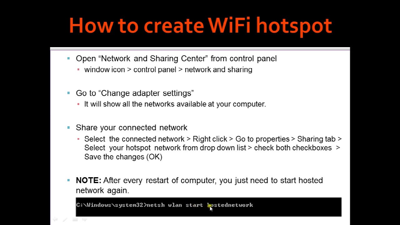 How to create wifi hotspot in windows 7 end to end 4 easy steps YouTube