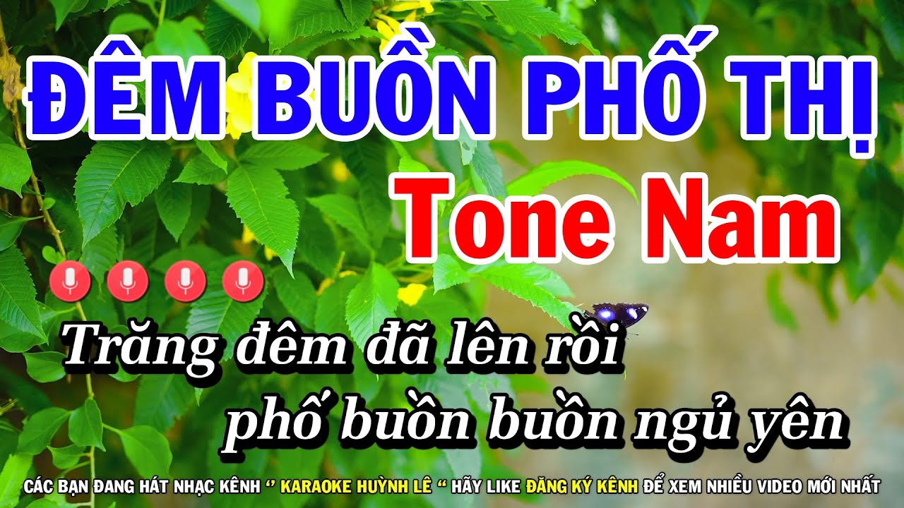 Karaoke Đêm Buồn Phố Thị - Tone Nam - Thái Ngọc Sơn ( Trước 1975 ) Huỳnh Lê