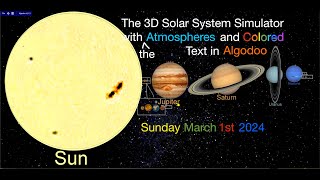 The 3D Solar System Simulator with the Atmospheres and Colored Text in Algodoo