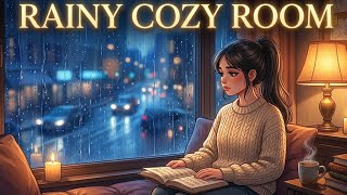 Girl by Rainy Window at Night 🌧️ Cozy Room Ambience for Sleep & Study
