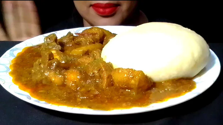 Nigerian Dish Fufu With Spicy Chicken Curry Eating Show| Mukbang